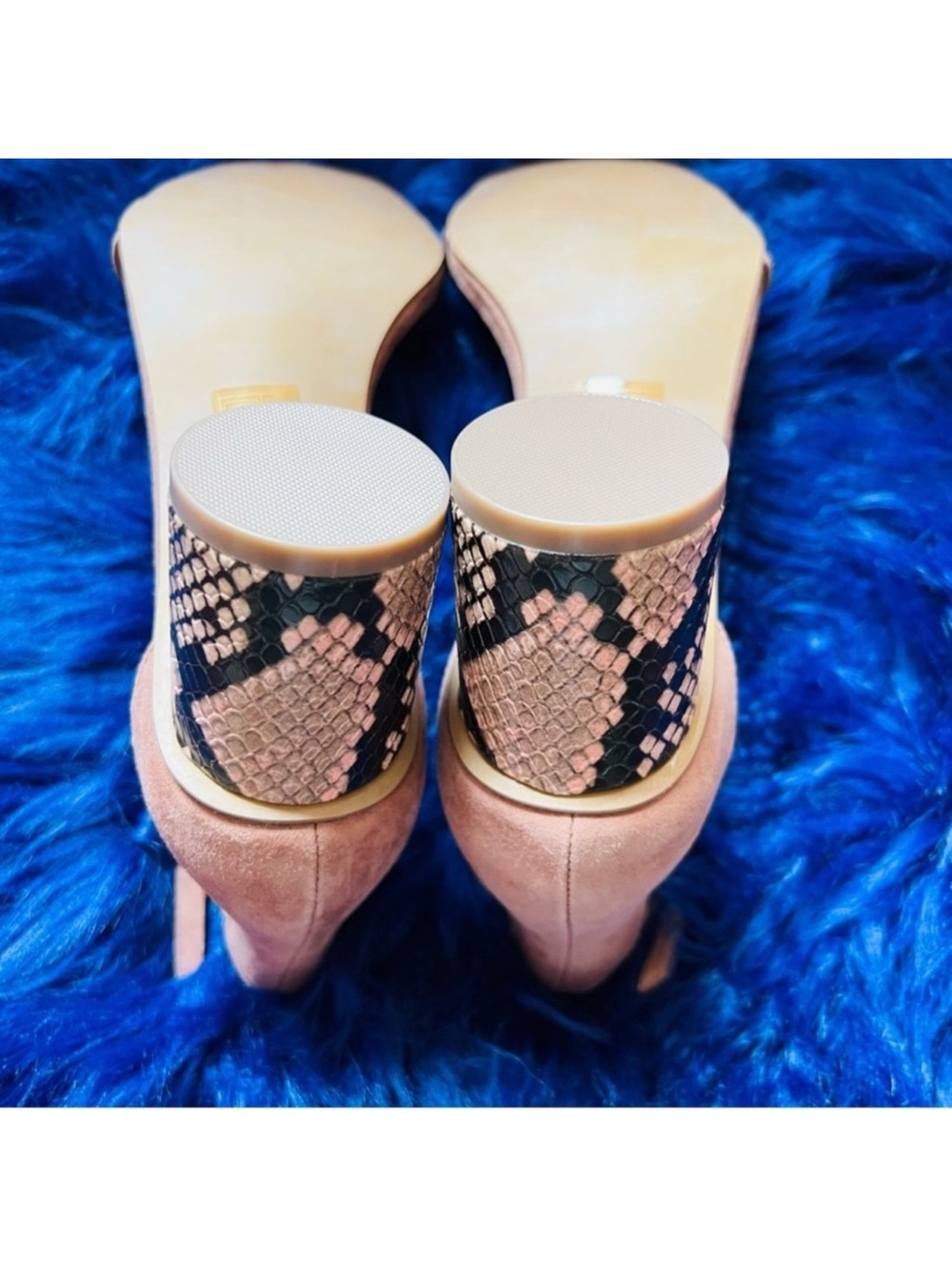 New! Rare STEVE MADDEN Regard Suede Block Animal Print Heel Strappy Sandals - Picture 9 of 10